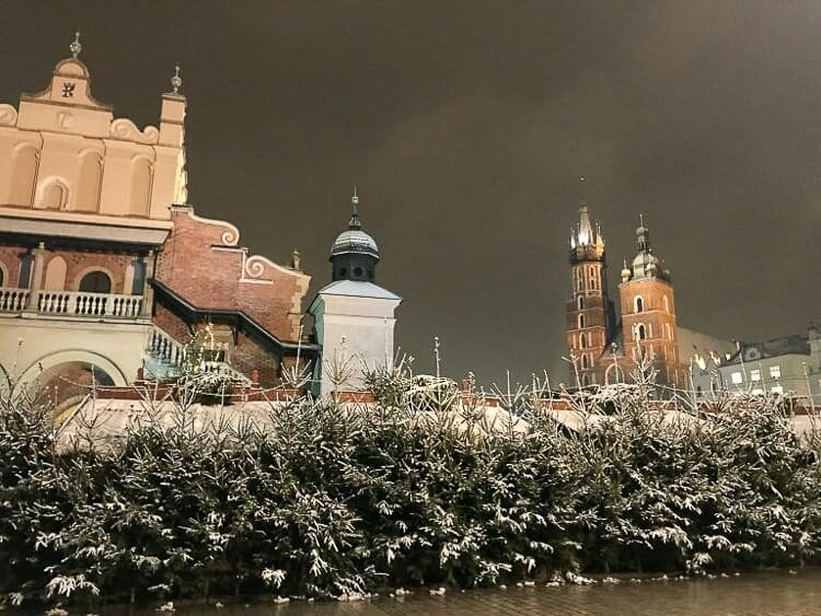 main square krakow winter