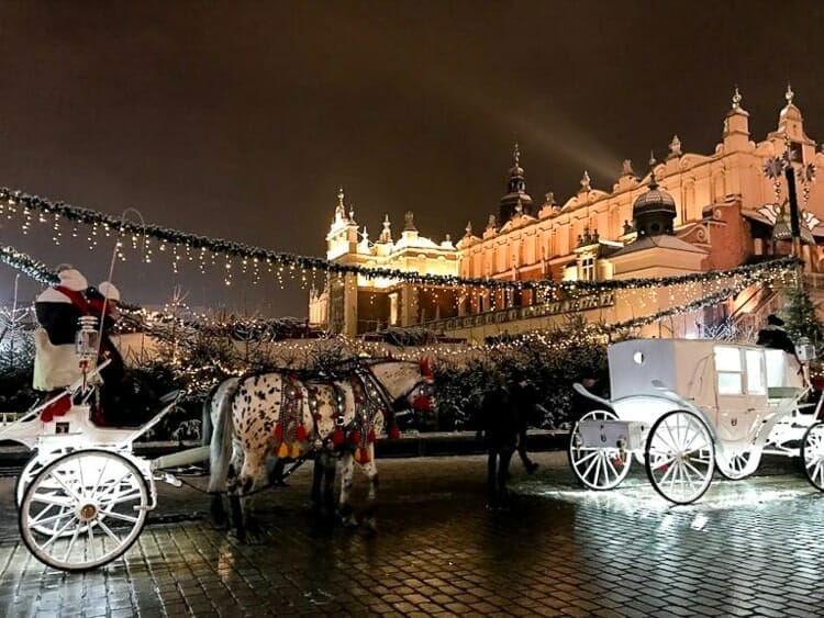 horse main square krakow winter